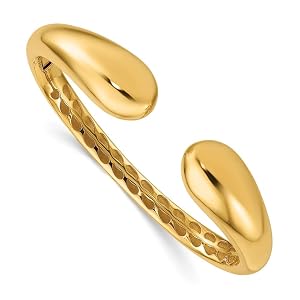 14k Yellow Gold Graduated Teardrop Cuff Bangle Bracelet Hinged Design Real Gold Gift