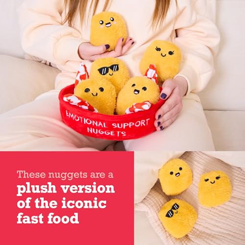 emotional support chicken nuggets by relatable cuddly plush collectibles and squishy toys cozy fall gifts and fun trick or treat toys includes 5 plushies with carrying basket