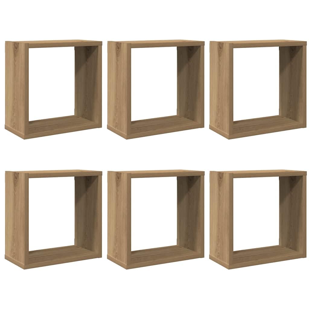 vidaXL Étagères Cube murales 6 pcs chêne Artisanal Bois d'ingénierie, Stockage en Forme de Cube, Organisateur en Forme de Cube, étagère Flottante
