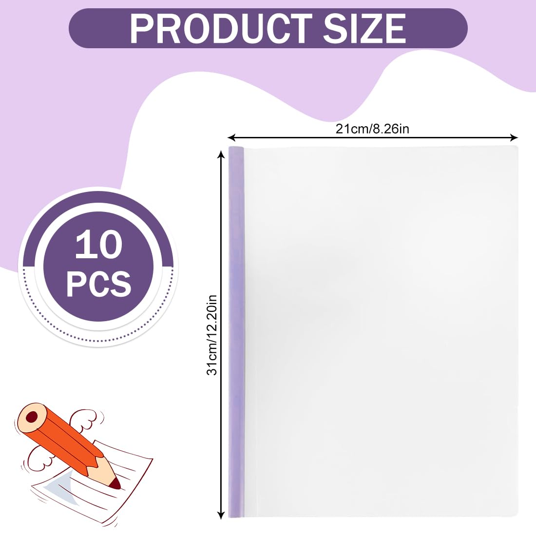 Lot De 10 Couvertures De Rapport A4 En Plastique Bleu - Classeurs Avec Barre Coulissante Pour Documents Et Dossiers De Bureau