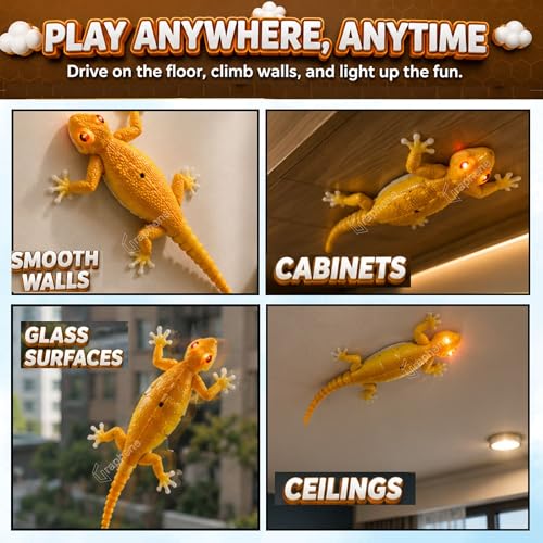 Image of GRAPHENE Wall Climbing RC Lizard Toy Remote Control Robot Toys for Kids Rechargeable Creepy Crawler Climbs Walls & Ceilings Glowing Eyes Prank Toys 5+ Boys Girls Birthday Gift Sticky