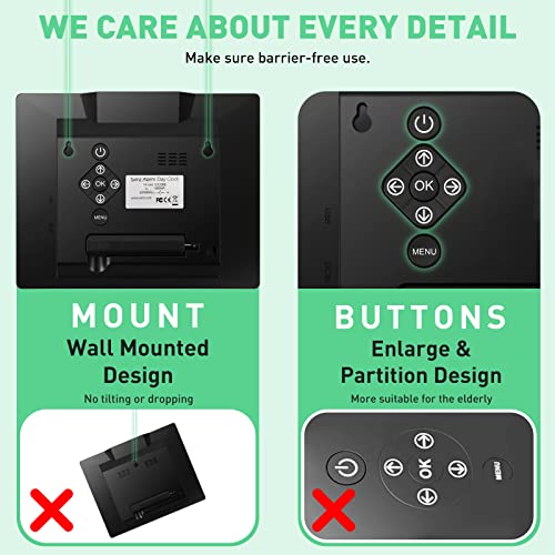 Svinz Dementia Clock, 8-Inch Ultra Large Display For Seniors, Digital Day Clock With 5 Alarms, Auto-Dimming Clock For Bedroom With Day And Date For Elderly Vision Impaired, Memory Loss (Black) #TOP2