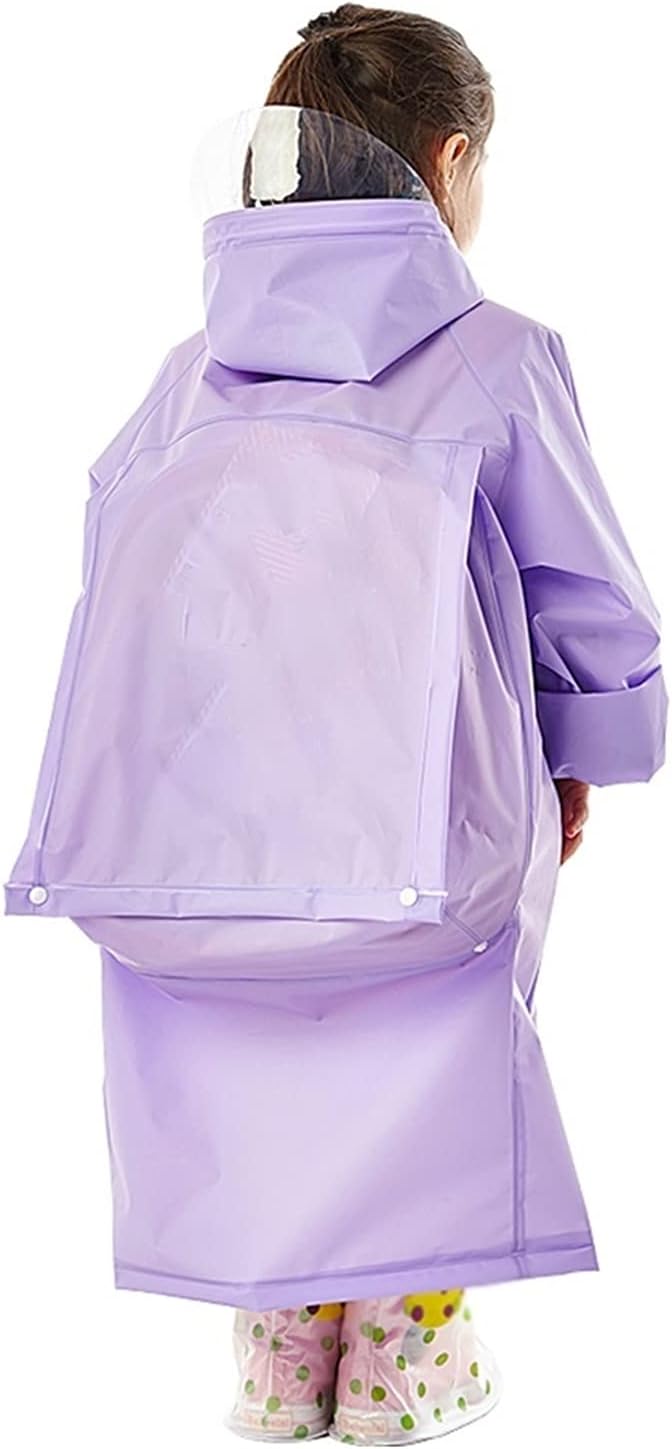 Girls Raincoat Poncho Kids Rain Poncho, Rain Coat for Kids Boy Fashion Raincoat with Schoolbag Location, Students Outdoor Waterproof Long Ponchos with Transparent Big Brim