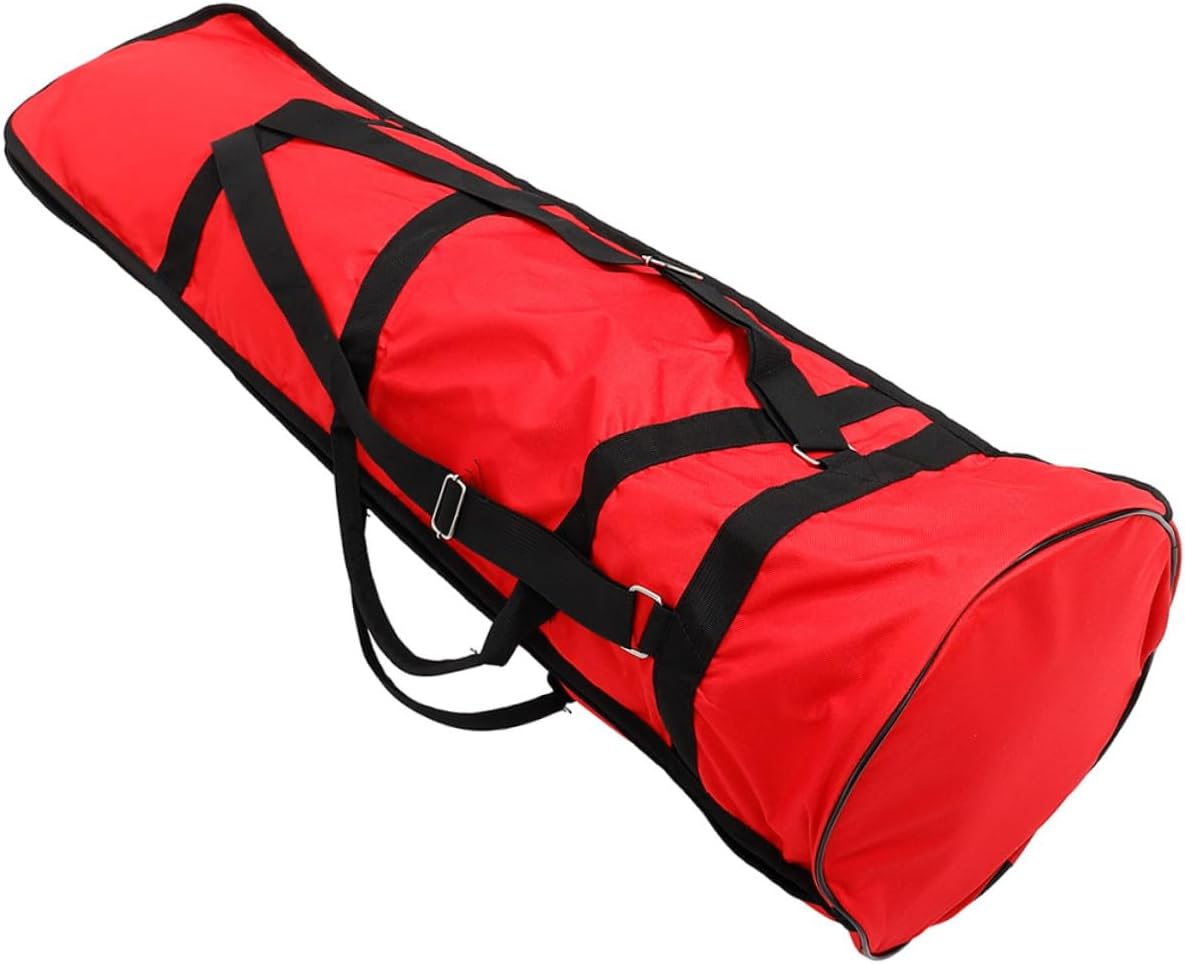 Waterproof Oxford Cloth Thickened Tenor Trombone Carrying Case with Handles, Portable Musical Instrument Storage Pouch, Red Trombone Gig Bag for Travel and Performance