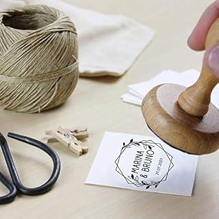 Custom Wedding Stamp, Personalised Wooden with Handle Stamp for Weddings, 12 Designs to Choose