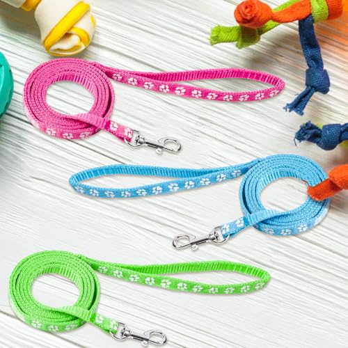 3 Stück Welpenhalsbänder mit Leine,Hundehalsband und Leine,Hundehalsband kleine Hunde, Welpen Zubehör Schnallenhalsband Verstellbares Weich Nylon Haustier