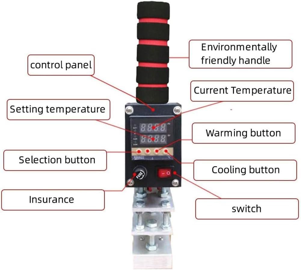 Máquina de estampado de cuero con control digital de temperatura de hasta 400 °C, placa de calefacción de cobre puro, perfecta para cuero, tarjetas de madera, logotipo en relieve