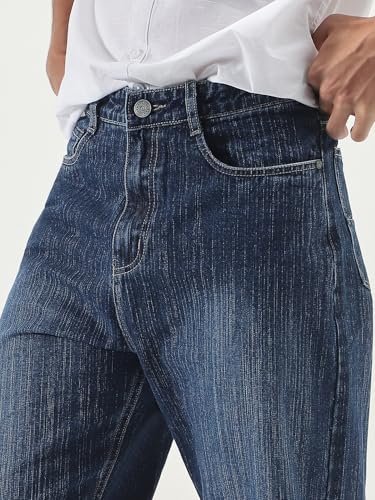 Image of Urbano Fashion Men's Loose Baggy Fit Washed Denim Jeans Non-Stretchable