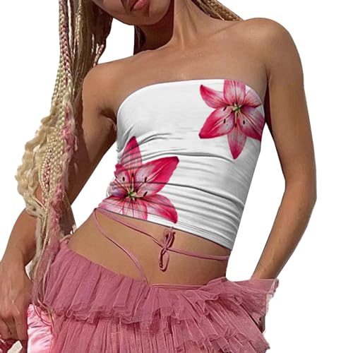 Himllauen Damen Tube Top Y2k Trägerloses Bandeau Top Elegant...