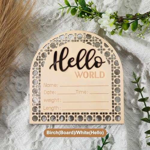 Image of Baby Announcement Sign, 5.5 Inch Newborn Birth Announcement Cards Wooden Baby Birth Sign Newborn Cards for Boys and Girls Birth