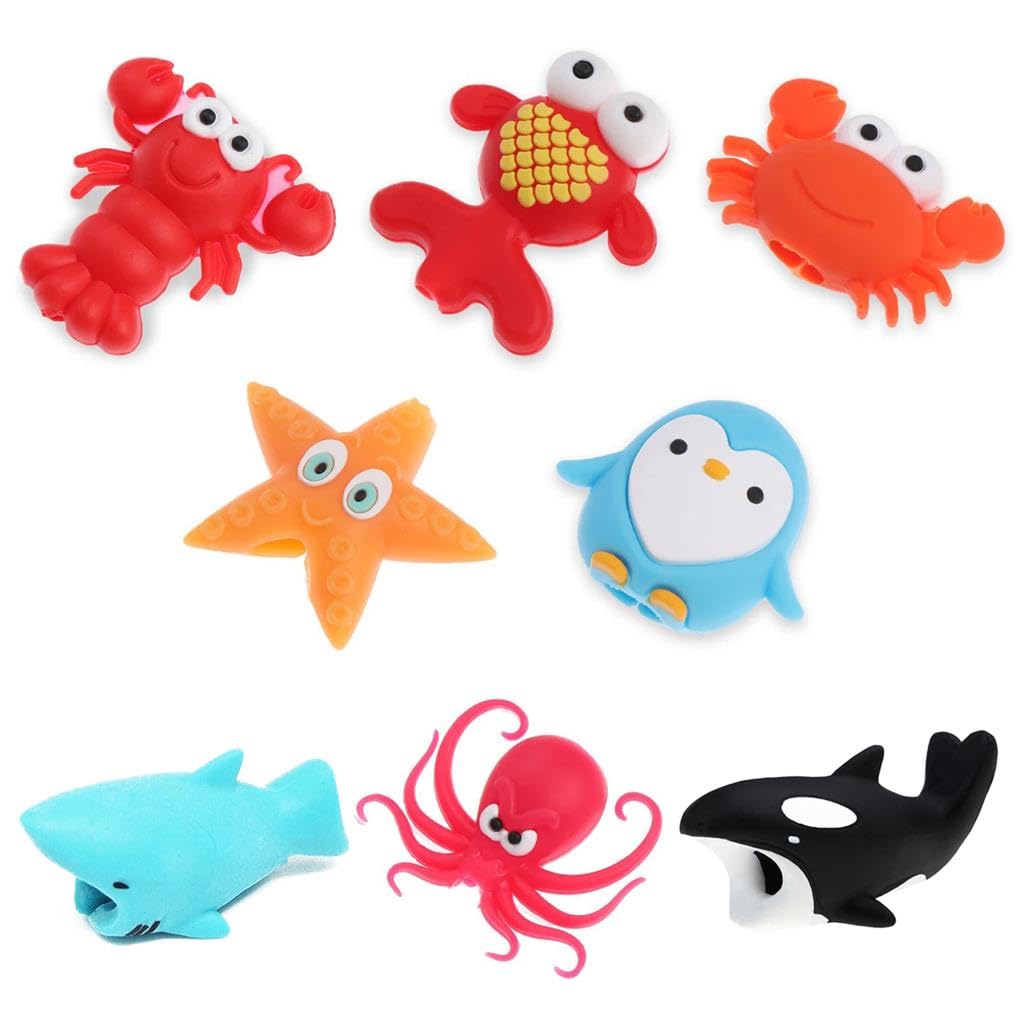 Home Smart Animal Bites Cable Protectors Prevents Breakage Cable Cord Saver Case Wrap For Headphone Mobile Phone Adapter USB Cable Strain Relief Come with Zippered Storage Case (20 PCs)