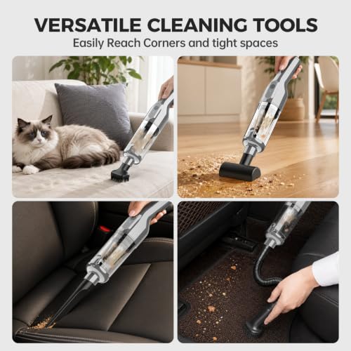 Image of dormzie Handheld Vacuum Cordless, Car Vacuum with 19000Pa Powerful Suction,1.3 lbs Lightweight, Type-C Charge, Multiple Accessories for Car Home Office Pet