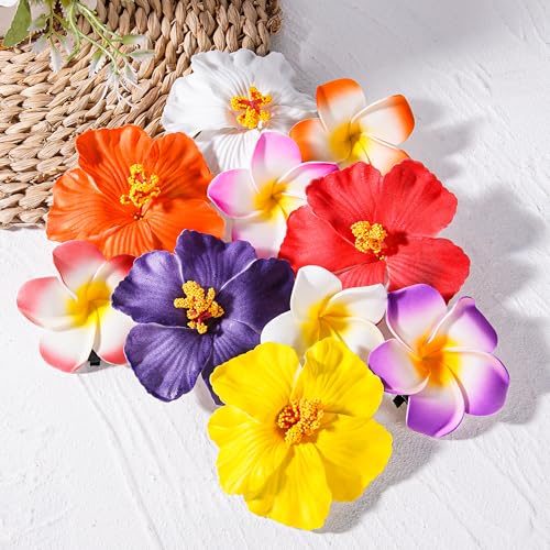 Pinzas para el cabello estilo hawaiano con flores tropicales, 10 piezas multicolor miniatura 5