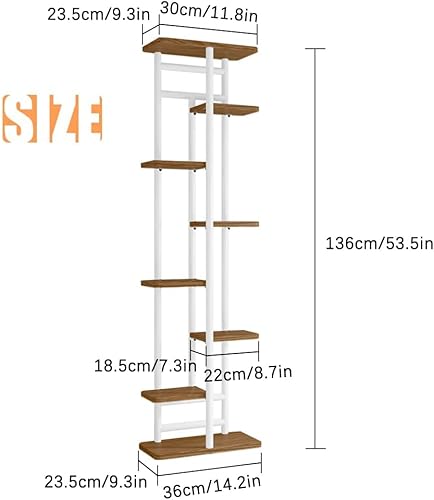 Miniatura 2 de Soporte para plantas de 8 niveles y 9 macetas, estante múltiple para macetas, estante alto de madera y metal, organizador de almacenamiento