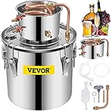 VEVOR Alcohol Still 5Gal/20L Alcohol Distiller Stainless Steel Distillery Kit for Alcohol With Copper Tube Home Brewing Kit Build-in Thermometer for DIY Whisky Wine Brandy