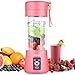 Wissec Frullatore Portatile, 380 ml Mini Frullatore Rosa, Adatto per Frullati e Frappè, Frullatore Elettrico, con Ricarica USB, Sei Lame 3D per un Ottimo Effetto Frullatore, BPA Free