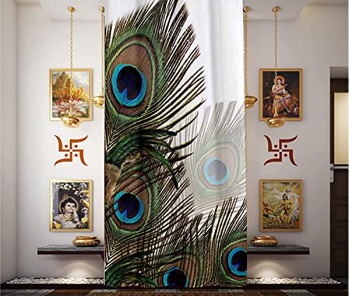 Image of Beautiful Radha Krishan Parde for Mandir, Home, Temple, Pooja Room Curtains 9 feet Long Set of 2 Pc
