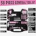 GETFOO Pink Tool Set for Women - 58 Piece General Household Hand Tool Kit with Storage Toolbox,Mini Tool kit All Purpose Small Basic Tool Set for DIY, Home, Office, Garage and College Dormitory Use