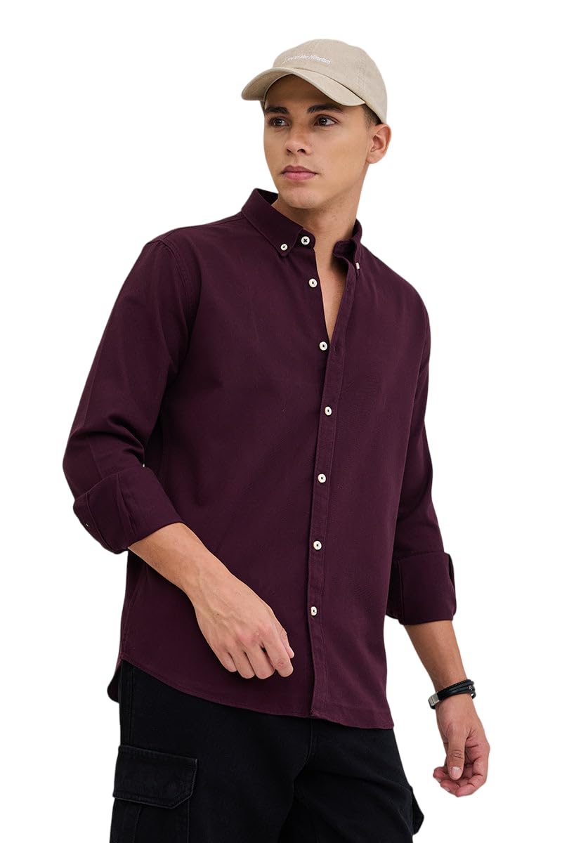 snitch Men Casual Shirt College Wear | Slim Fit Full Sleeve Button-Down Collar Plain Style | Breathable Cotton Twill Fabric & Smooth Texture for Everyday Use-picture-41