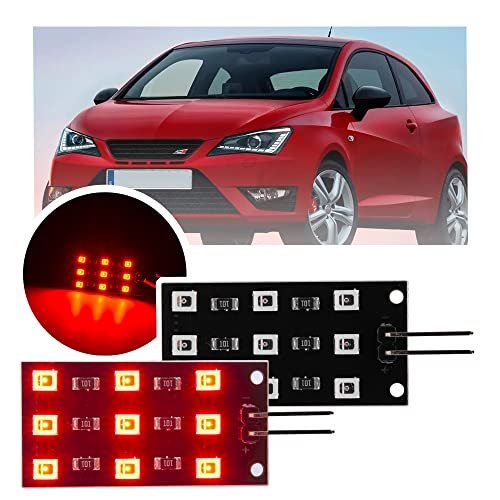 Nslumo 2 luces LED para maletero de cortesía para equipaje compatible con Seat Leon Ibiza Toledo Ateca Alhambra Arona 2X Rojo lejano Interior Guantera Compartimento Lámpara de carga