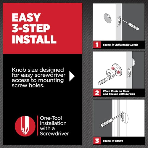 Image of Kwikset Hancock Entry Doorknob with Lock and Key, Secure Keyed Handle Exterior, Front Entrance and Bedroom, Matte Black, Pick Resistant SmartKey Rekey Security and Microban