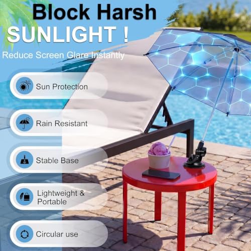 Mini sombrilla de mesa compacta y protector solar con ventosa para escritorio exterior 6