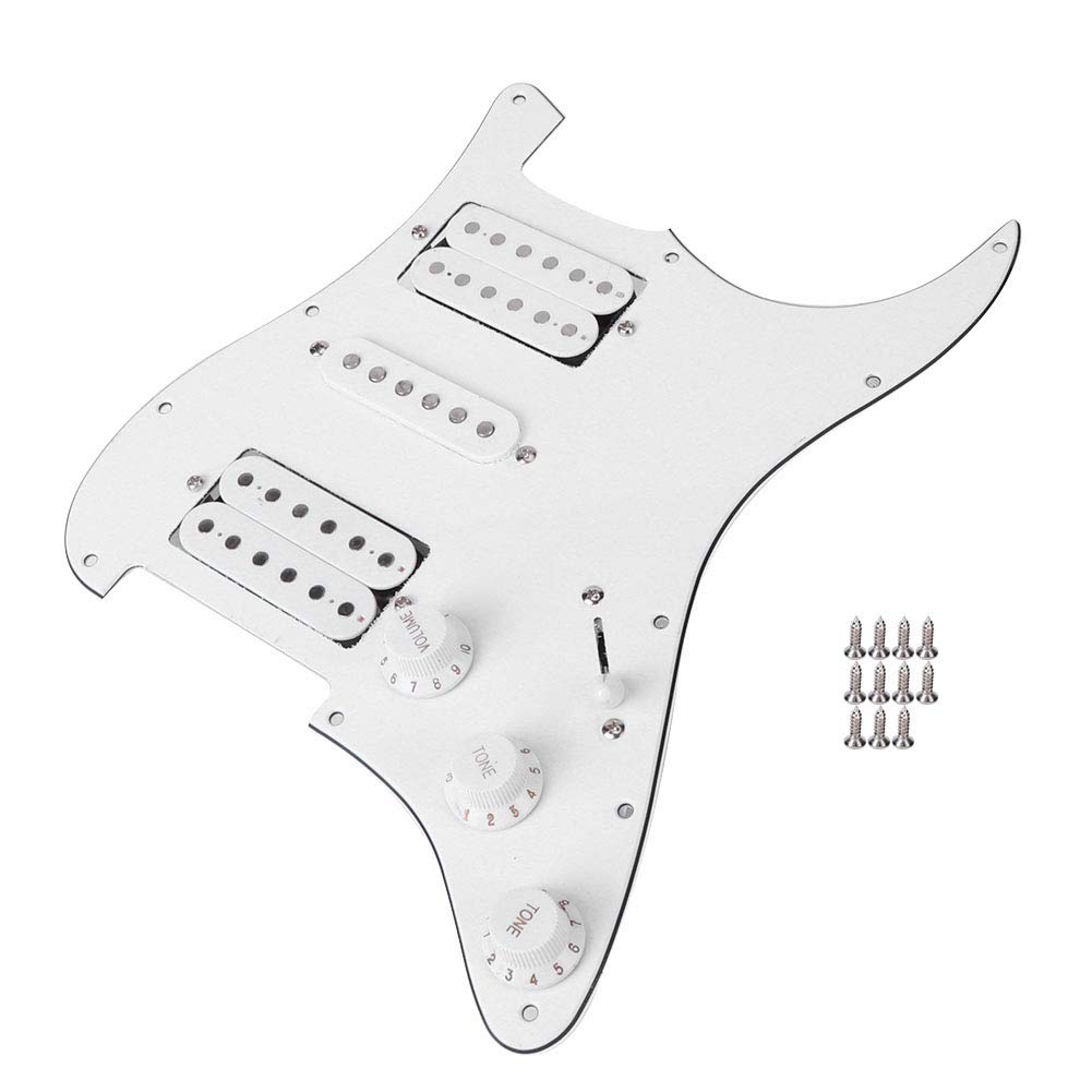 Keenso Electric Guitar Pickguard, Strat Pickguard, Pre-Wired HSH Pickup, White - Image 2