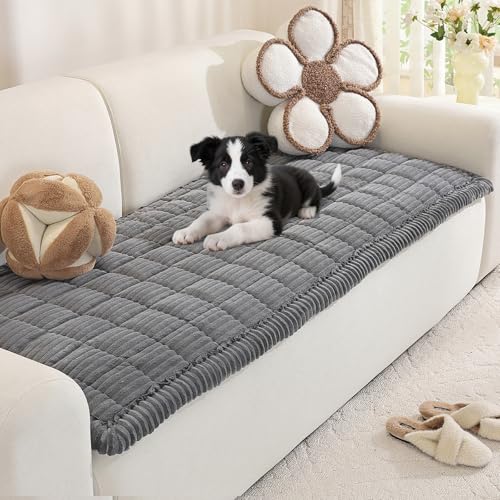 Royhom Pet Sofa Cover Washable Soft Thick Sofa Cover 2 3 4 Seater Couch Protector for Dogs Settee Covers Furniture Slipcovers (Grey 70x150cm)