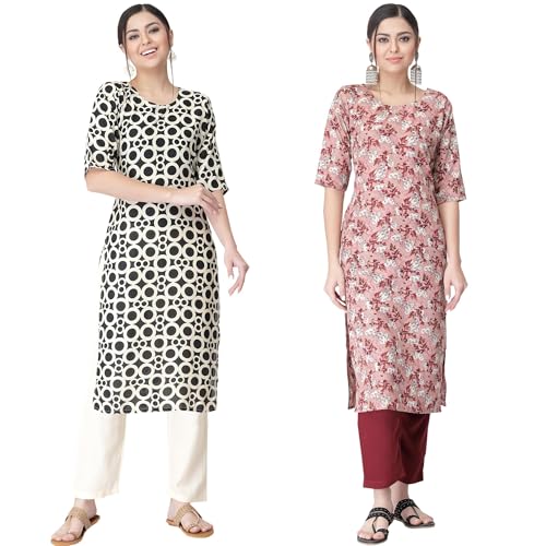 Image of Tee Projekt Versatile Crepe Kurti & Pant Set for Women Printed Kurta Set