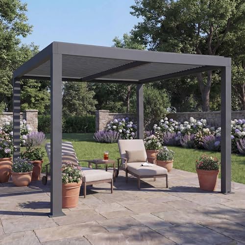 Mendler Pergola HWC-L46 11cm-Aluminium-Gestell 3x3m - anthrazit