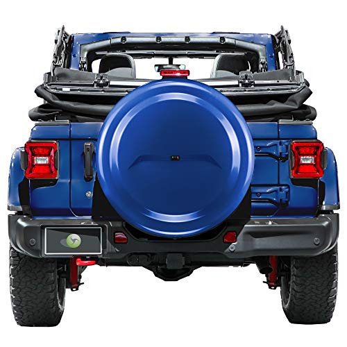 Boomerang - 33" Color Matched Rigid JL Tire Cover (Plastic Face & Vinyl Band) for Jeep Wrangler JL (w/Back-up Camera) - Rubicon (2018-2024) - Ocean Blue Metallic - Thumbnail 3