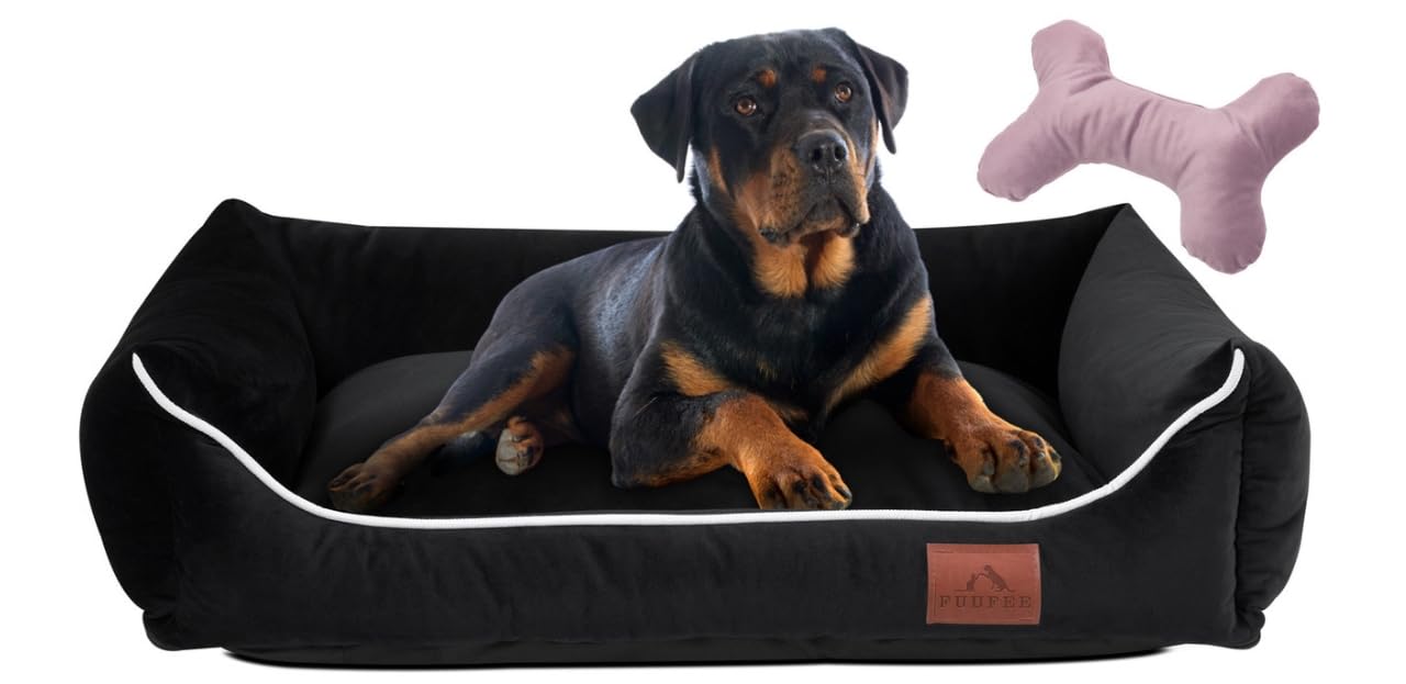 FUUFEE Lux Dog Bed | 100x80 cm | Cozy Sofa for Large Dogs | Comfortable and Washable | with Removable Cover | Perfect for Your Pet's Rest and Relaxation | Ultra Black