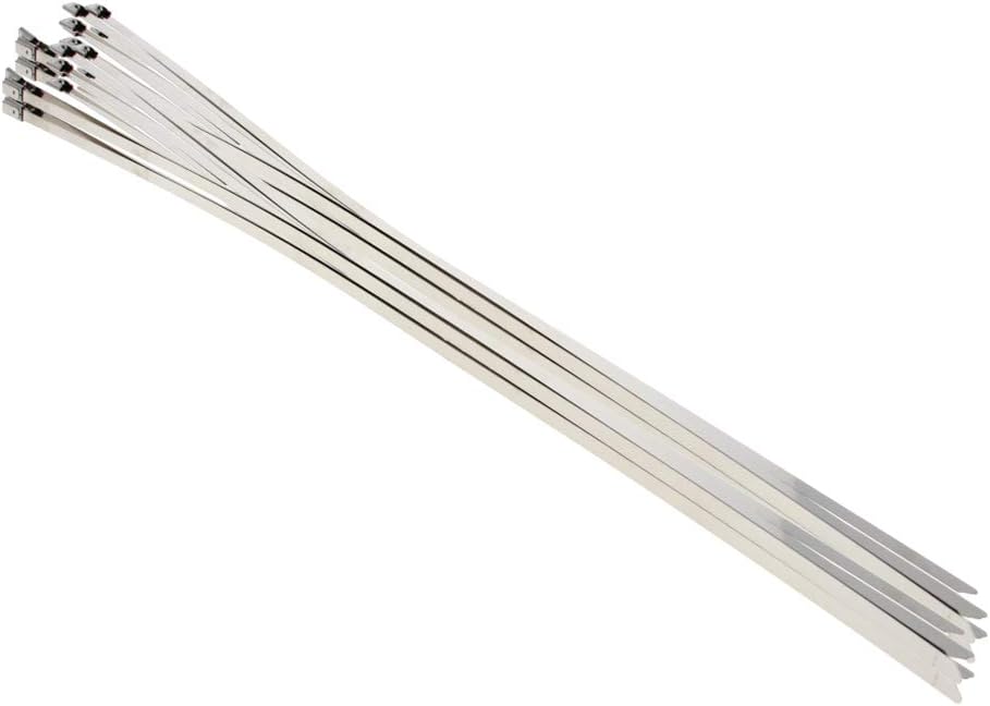 MroMax Stainless Steel Cable Tie, 15.75" x 0.18" Stainless Steel Self-Locking Zip Ties, 331 Stainless Steel Multi-purpose Tie for Metal Exhaust,20Pcs