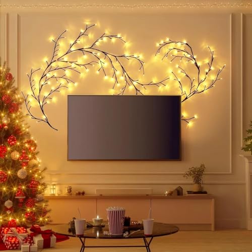 Image of 8 Modes Enchanted Willow Vine String Lights 96 Warm White LEDs 6FT with Remote and USB Power Light for Indoor /Outdoor, Diwali, Christmas, Party, Home,Festival Decoration (Vine Light)