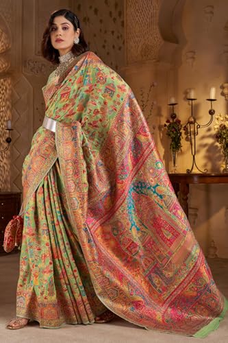 Image of SGF11 Women's Kanjivaram Pure Soft Silk Saree With Unstitched Blouse Piece
