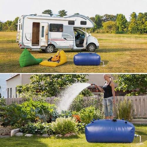 Image of Water Storage Bladder Portable Heavy-Duty - 63.4Gal /240L with Stainless Steel Fittings, Leak-Proof & Durable - Portable Tank for Emergency, Farming, Irrigation Use(Glossy Surface)