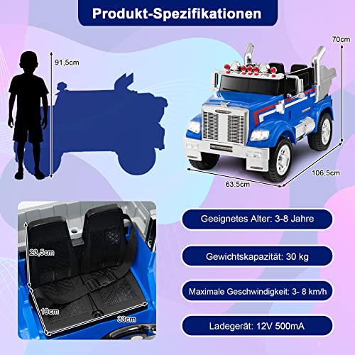 COSTWAY 12V Aufsitz Muldenkipper Optimus Prime mit Verstellbarer Kippmulde, Kinderauto LKW mit Musik und Geschichten… – Bild 7