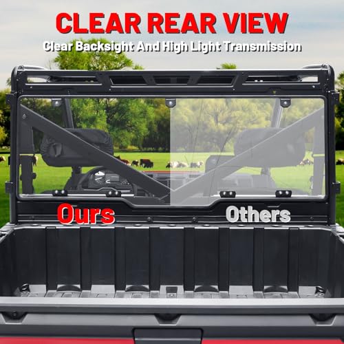 Image of StarknightMT Ranger 1000 Rear Windshield, Clear Back Window Rear Window Compatible With 2017-2026 Polaris Ranger 1000 /XP 1000 / Crew 2013-2019 Polaris Ranger XP 900 / Crew Heavy Duty PC