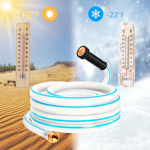 Image of RV Water Hose, 5 /8 inch Premium RV Drinking Water Hose for RV, Camping, Marine, Trailer and Truck, BPA Free, Anti-Kink and Leak-Free, Drinking Water Safe (White, 50FT)