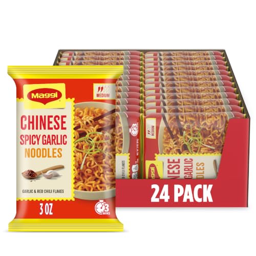 Image of Maggi Chinese Spicy Garlic Noodles 24-Pack | Instant ramen noodles; 3-minute; vegetarian; halal; kosher; 24 pack