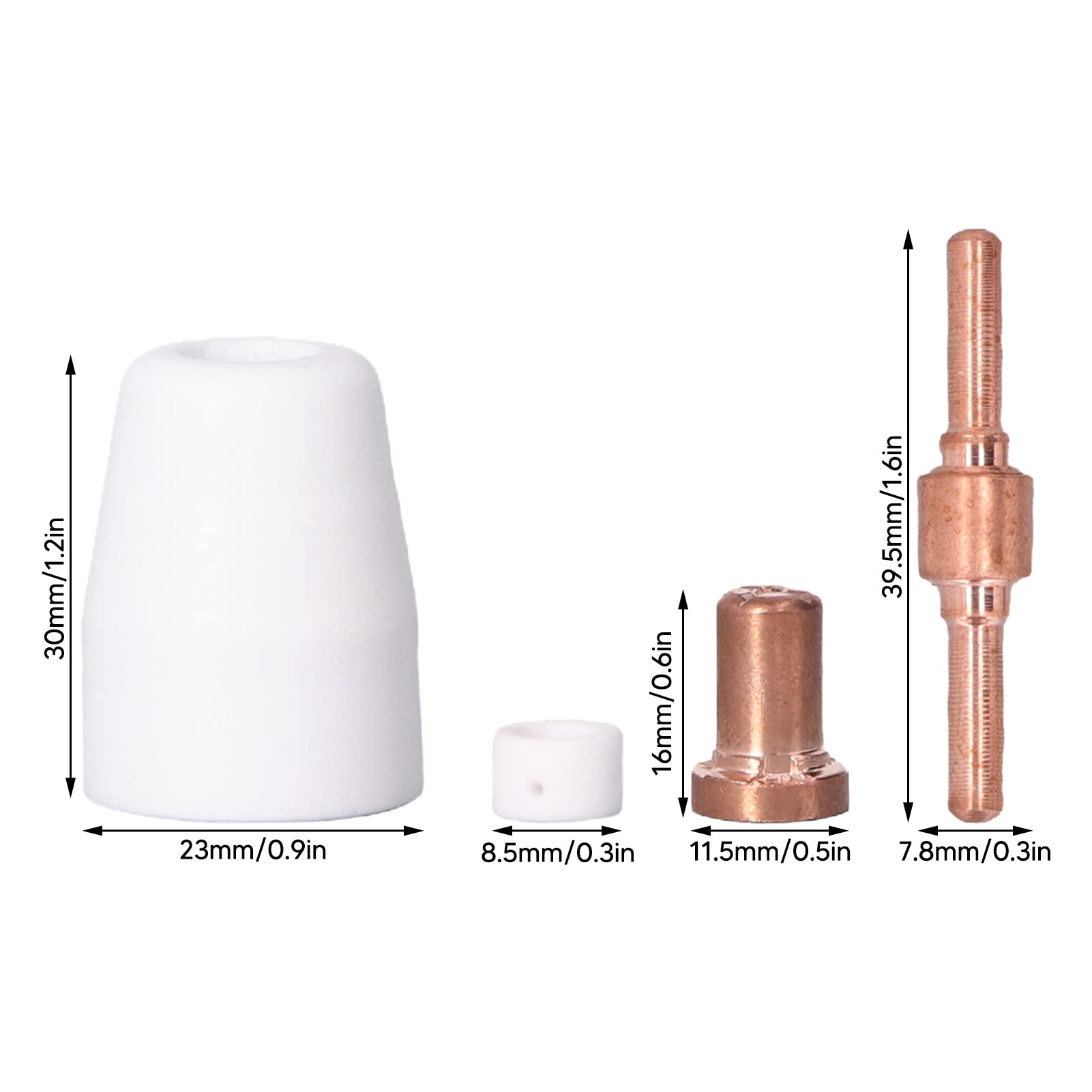 110 sztuk zestaw akcesoriów do palnika plazmowego porcelanowe kubki z dyszą rozszerzone elektrody i dysze dyfuzory gazu zestaw do cięcia plazmowego