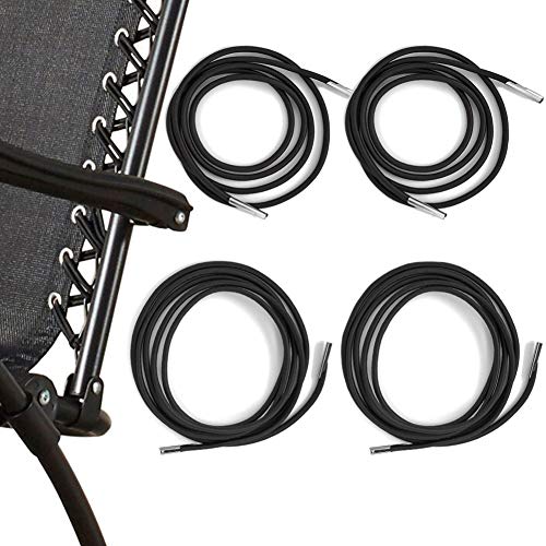 Image of Replacement Cords for Zero Gravity Chair 4 Cords Patio Recliner Repair Laces for Lounge Chair Bungee Chair Antigravity Chair (Black)
