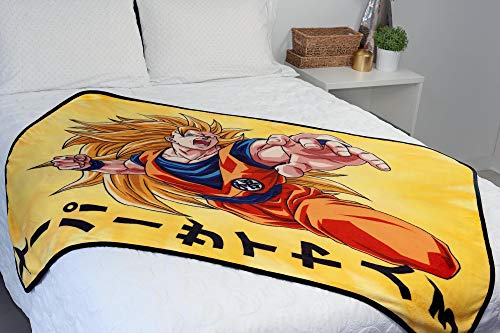 Dragon Ball Z Goku Super Saiyan 3 Japanese Fleece Throw Blanket | Features Goku's Super Saiyan 3 Form | 60 X 45 Inches #TOP5