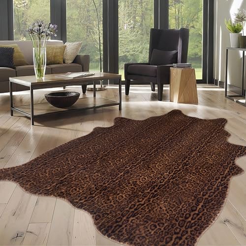 WARM HAVEN Faux Antelope Cheetah Print Rug, Leopard Rug 5.2x7
