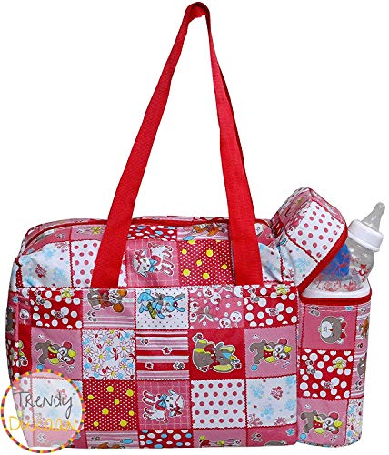 Image of Baby Mother Bag with Bottle Compartments (Red)