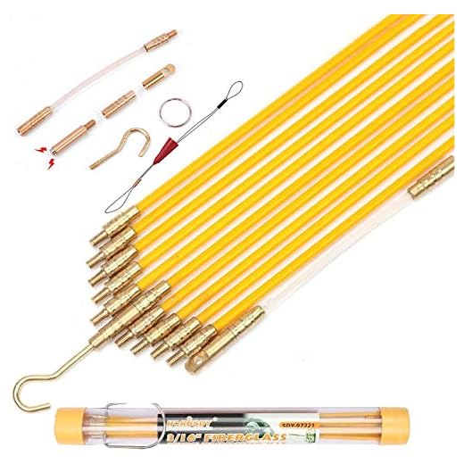 11' Fiberglass Running Wire Cable Coaxial Electrical Fish Tape Pull Push Kit