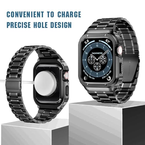 Image of MioHHR Stainless Steel Band with Case for Apple Watch Bands Series 11 /10