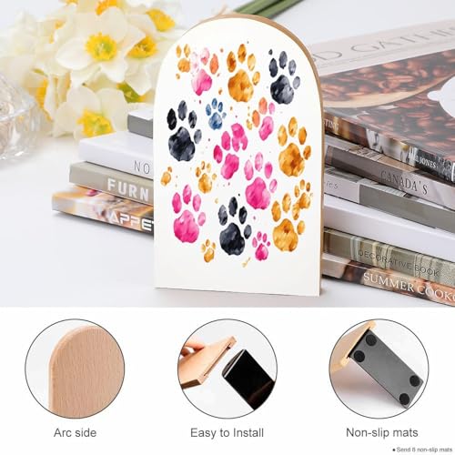 Sujetalibros de madera con huellas de perro para estanterías infantiles y organizadores de mesa 5