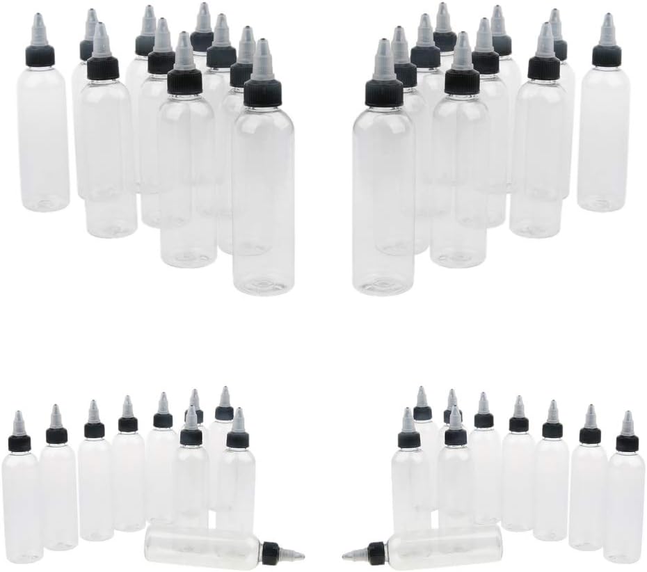 Bonarty 40 PCS 4oz Needle Nozzle Design Plastic Travel Squeeze Bottles with Twist Cap for Toiletry Liquid Glue 120ml