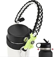 Vista 9 de Asa de cuerda de paracaídas para botellas Hydroflask 2.0 de boca ancha y estándar, con nuevo soporte de anillo de seguridad, 12oz - 64oz
